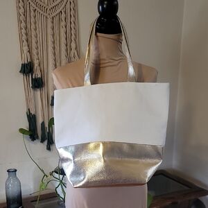 Source Unknown White and Gold Tote Bag